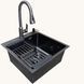 Кухонная мойка Kraft HM 50х50 NANO BLACK PVD Decor (3.0/1.0 мм)+Смеситель TH38 VALESO PVD графит S3733 фото 3