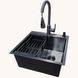Кухонная мойка Kraft HM 50х50 NANO BLACK PVD Decor (3.0/1.0 мм)+Смеситель TH38 VALESO PVD графит S3733 фото 4