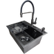 Комплект кухонной мойки Kraft NANO BLACK PVD HS60*45 (3.0/1.0 мм) декор S3683 фото 1