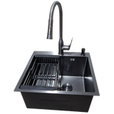 Комплект кухонной мойки Kraft HM 50х50 NANO BLACK (DECOR) PVD (3.0/1.0 мм) S5014 фото
