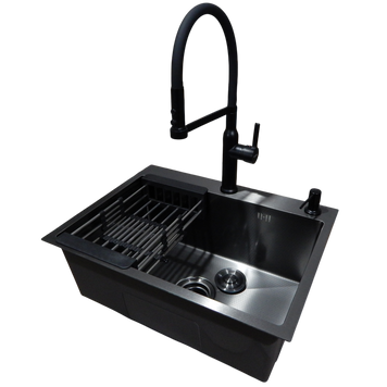 Комплект кухонної мийки Kraft KRF 60х45HM PVD (3.0/1.0 мм) DEKOR S3684 фото