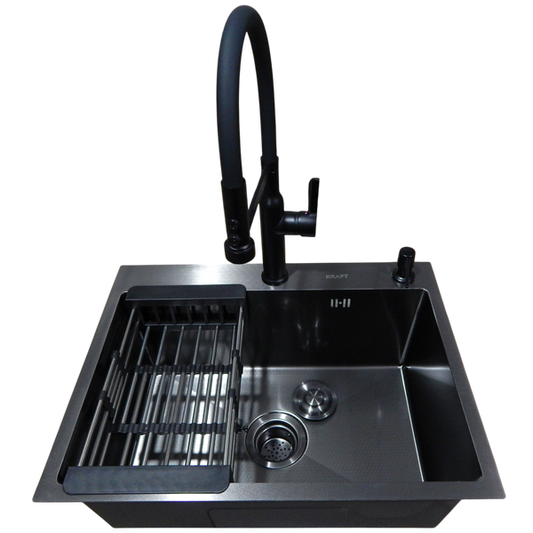 Комплект кухонної мийки Kraft KRF 60х45HM PVD (3.0/1.0 мм) DEKOR S3684 фото