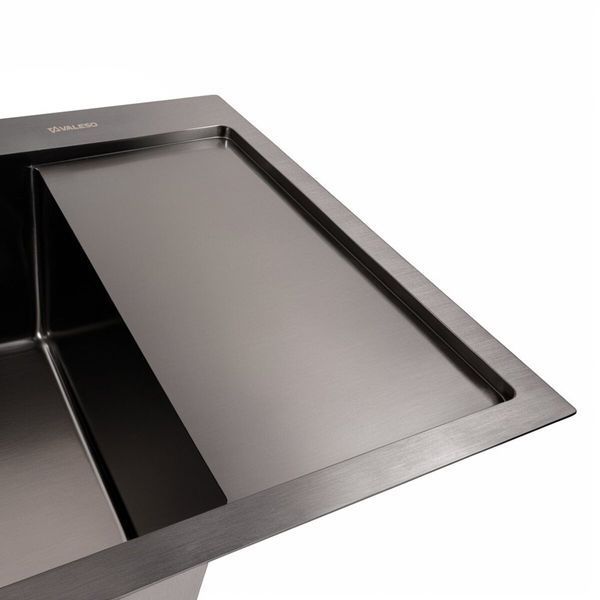 Кухонная мойка CM 65*50 L черная PVD VALESO Handmade (круглый сифон 3,0/0,8) 45901 фото