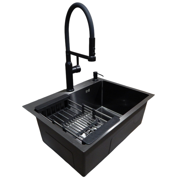 Комплект кухонної мийки Kraft KRF 60х45HM PVD (3.0/1.0 мм) DEKOR S3684 фото