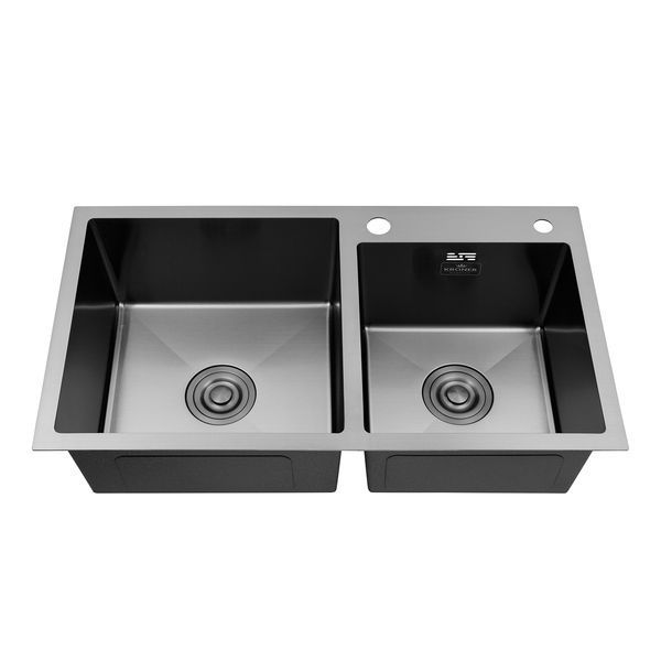 Кухонна мийка Kroner KRP Schwarze - 7843ZHM PVD (3.0/1.0 мм) CV022797 фото