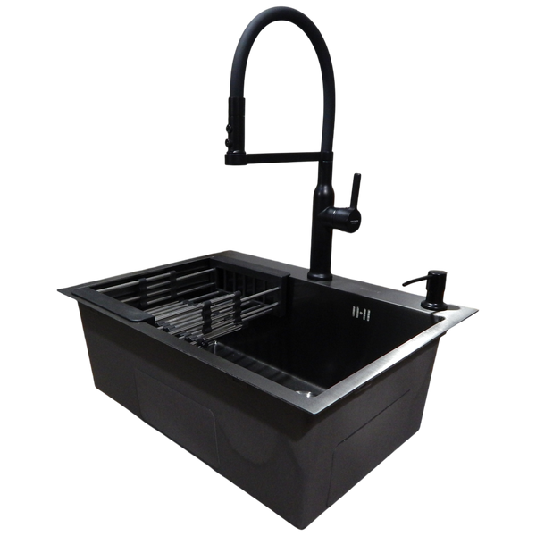 Комплект кухонної мийки Kraft KRF 60х45HM PVD (3.0/1.0 мм) DEKOR S3684 фото
