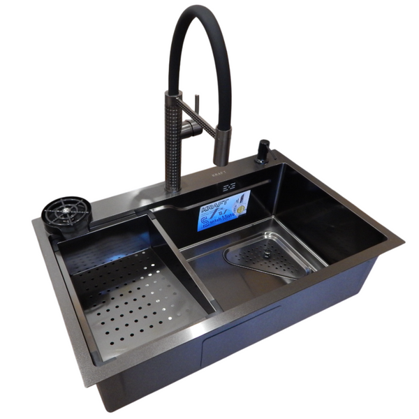 Комплект кухонной мойки Kraft HM 7546 NANO BLACK S4949 фото
