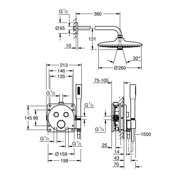 Душевая система скрытого монтажа Grohe QuickFix Precision SmartControl 34878000 CV033884 фото