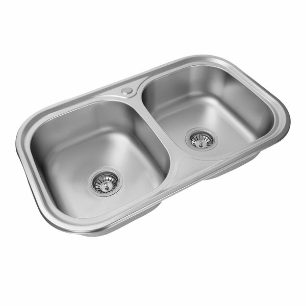 Кухонна мийка з нержавіючої сталі закруглена Platinum ДЕКОР 7848D (0,8/180 мм) 11628 фото