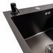 Кухонная мойка CM 65*50 L черная PVD VALESO Handmade (круглый сифон 3,0/0,8) 45901 фото 4