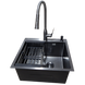Комплект кухонної мийки Kraft HM 50х50 NANO BLACK (DECOR) PVD (3.0/1.0 мм) S5014 фото 1