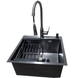 Комплект кухонної мийки Kraft HM 50х50 NANO BLACK (DECOR) PVD (3.0/1.0 мм) S5014 фото 4