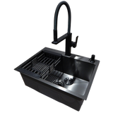 Комплект кухонної мийки Kraft KRF 60х50HM PVD (3.0/1.0 мм) DEKOR S3685 фото