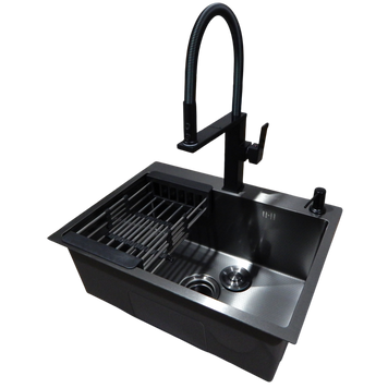 Комплект кухонної мийки Kraft KRF 60х50HM PVD (3.0/1.0 мм) DEKOR S3685 фото