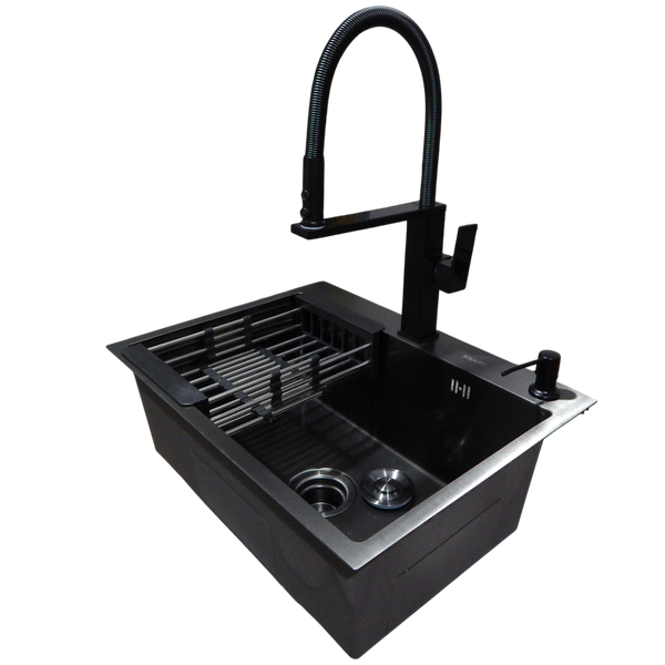 Комплект кухонної мийки Kraft KRF 60х50HM PVD (3.0/1.0 мм) DEKOR S3685 фото