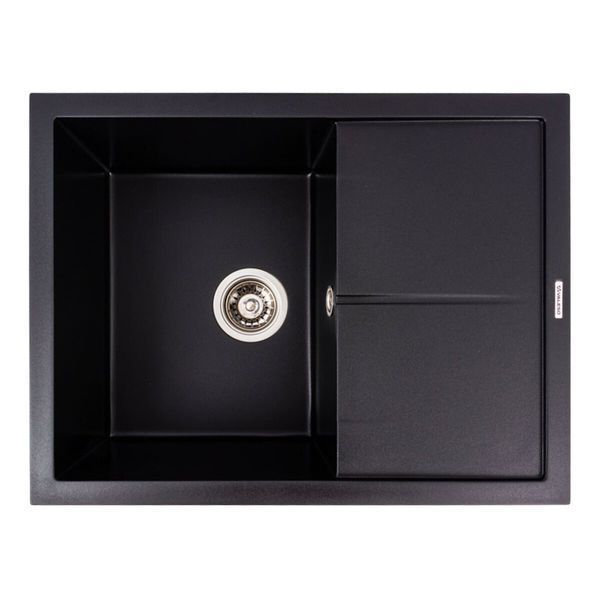 Комплект: Мойка гранитная 6550 CRIPTA VALESO + Смеситель Q411MB + Сифон (Черный) S5073 фото
