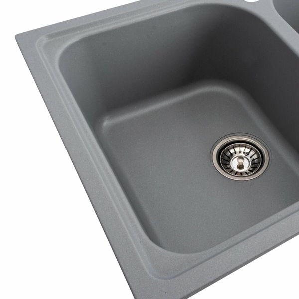 Гранітна мийка для кухні Platinum 7950 Equatoria матовий Сірий металік 36403 фото