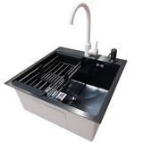 Комплект кухонной мойки Kraft HM 50х50 NANO BLACK PVD (3.0/1.0 мм) S3641 фото