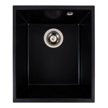 Гранітна кухонна мийка матова PLATINUM ROXY 3744 Чорна 47045 фото