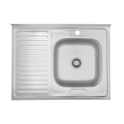Кухонна мийка накладна Kroner KRP Satin - 6080R (0.6 мм) CV022826 фото