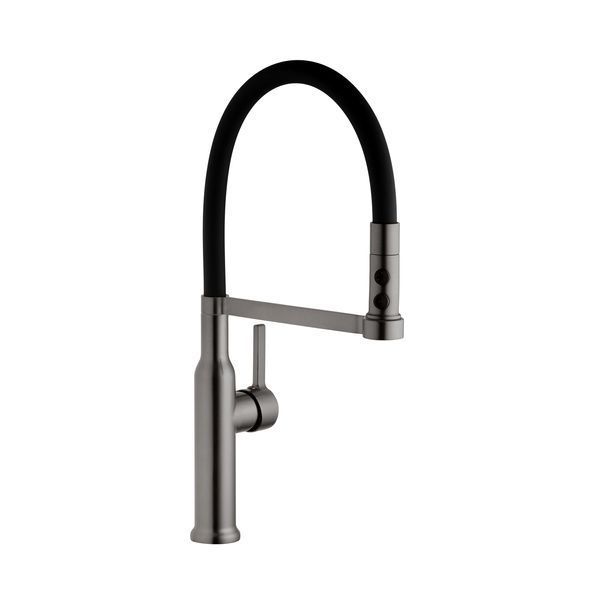 Комплект кухонної мийки Kraft NANO BLACK PVD Декор HS50*50 (3.0/1.0 мм)+Змішувач для кухні з гнучким виливом Pllen&oacute; SM7100 фото