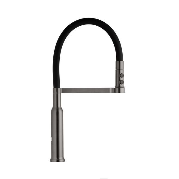 Комплект кухонної мийки Kraft NANO BLACK PVD Декор HS50*50 (3.0/1.0 мм)+Змішувач для кухні з гнучким виливом Pllen&oacute; SM7100 фото