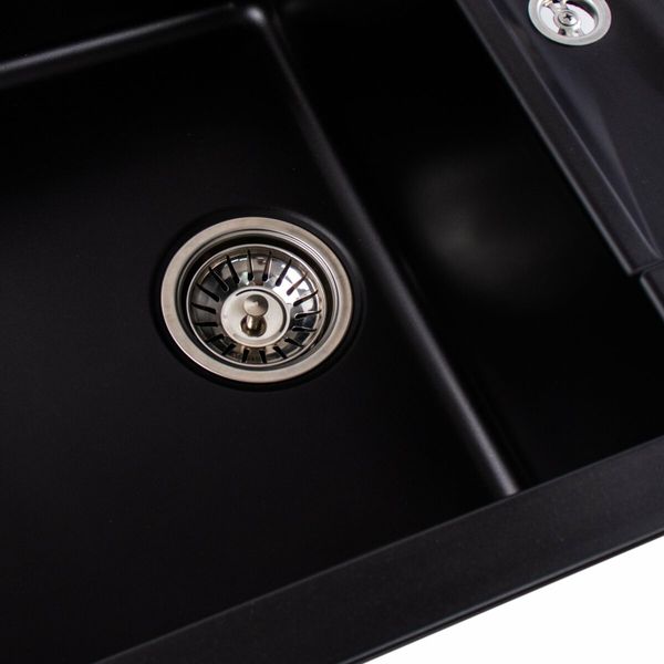 Гранітна мийка для кухні Platinum 7850 TROYA матова Чорна 3268 фото