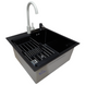 Комплект кухонной мойки Kraft HM 50х50 NANO BLACK PVD (3.0/1.0 мм) S3641 фото 3