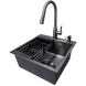 Комплект кухонної мийки Kraft HM 50х50 NANO BLACK PVD (3.0/1.0 мм) DEKOR S4898 фото 4
