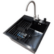 Комплект кухонной мойки Kraft HM 50х50 NANO BLACK PVD (3.0/1.0 мм) S3641 фото 2