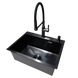 Комплект кухонной мойки Kraft NANO BLACK PVD HS60*45 (3.0/1.0 мм) декор S5007 фото 7