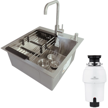 Комплект кухонної мийки Kroner KRP Geb&uuml;rstet - 50х50HM (Подрібнювача&nbsp;- 550W) S4701 фото
