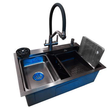 Комплект кухонної мийки Kraft HM 7546 NANO BLACK S4851 фото