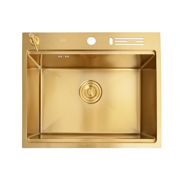 Мийка для кухні золота з нержавійки з PVD покриттям багатофункціональна Nett NG-5747 24051 фото