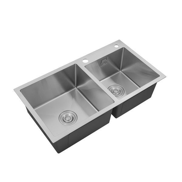Комплект кухонна мийка Kroner Geb&uuml;rstet-7843ZHM + змішувач Edelstahl Klassisch-ESG03815BLK + дозатор Spender-016 CVS30108 фото