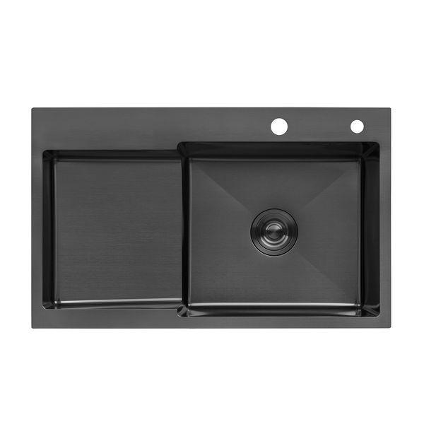 Кухонная мойка Kraft HM - 7848 ARB NANO BLACK PVD (3.0/1.0 мм) S7334 фото