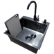 Комплект кухонної мийки Kraft HM 50х50 NANO BLACK (DECOR) PVD (3.0/1.0 мм) S9530 фото 8