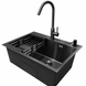 Комплект кухонної мийки Kraft NANO BLACK PVD HS54*48 (3.0/1.0 мм) Декор-соти S5016 фото 3