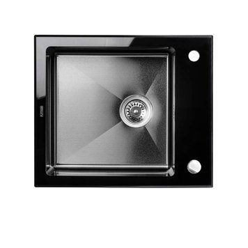 Кухонна мийка Platinum Handmade PVD BLACK GLASS 600х510х200 мм 23643 фото