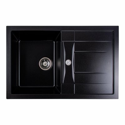 Гранітна мийка для кухні Platinum 7850 TROYA матова Чорний металік 3272 фото
