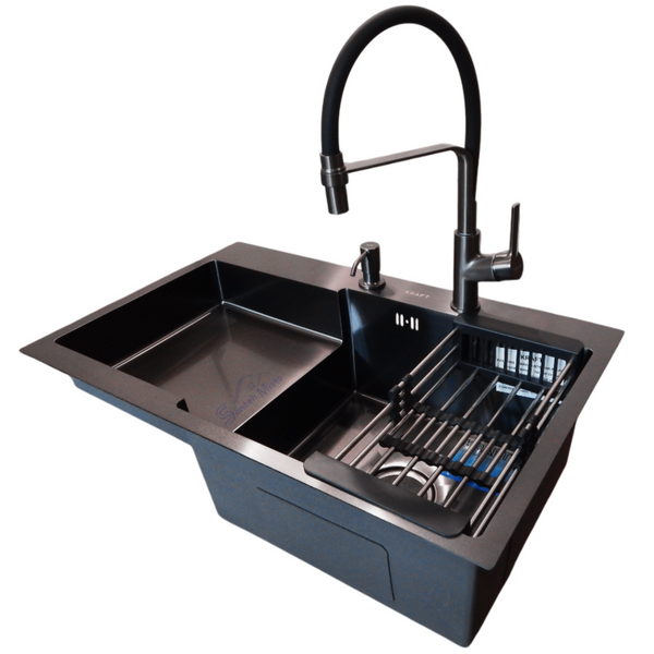 Комплект кухонної мийки Kraft&nbsp;HM&nbsp;- 7848ALB&nbsp;PVD&nbsp;(3.0/1.0 мм) S4857 фото