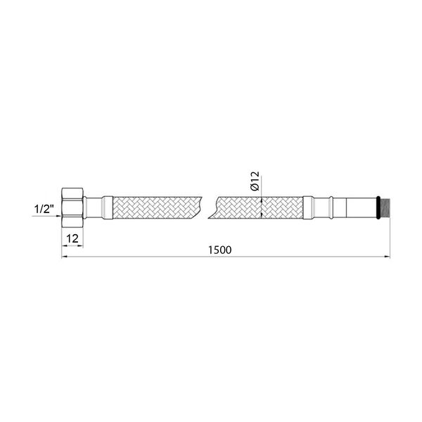 Гнучка підводка для підключення змішувача Kroner KRP - 150 1/2"хМ10 в обплетенні з нержавіючої сталі (пара) CV023693 фото