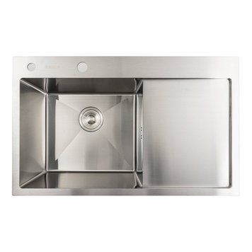 Кухонна мийка нержавійка 78*48 L Platinum Handmade (два отвори, круглий сифон 3,0/0,8) 42217 фото