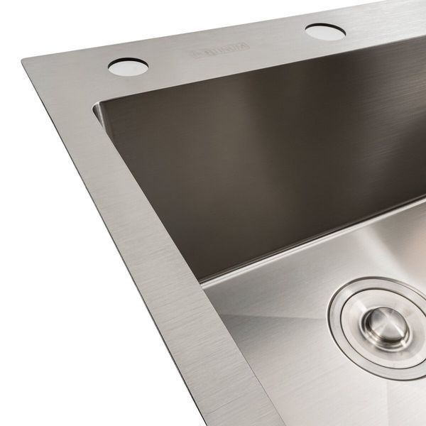 Кухонная мойка нержавейка 78*48 L Platinum Handmade (два отверстия, круглый сифон 3,0/0,8) 42217 фото