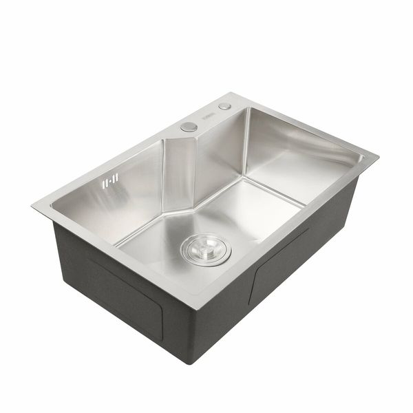 Кухонна мийка Platinum Handmade 650х430х220 (товщина 3,0/1,5 мм корзина та дозатор в комплекті) 23594 фото