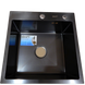Комплект кухонной мойки Kraft HM 50х50 NANO BLACK PVD (3.0/1.0 мм) Декор S3542 фото 2
