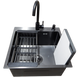 Комплект кухонної мийки Kraft HM 50х50 NANO BLACK (DECOR) PVD (3.0/1.0 мм) S3693 фото 4