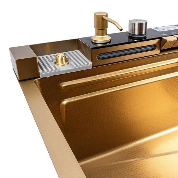 Мийка кухонна PVD Gold 75*45 VALESO Handmade "Водоспад" (ДЕКОР) 50209 фото
