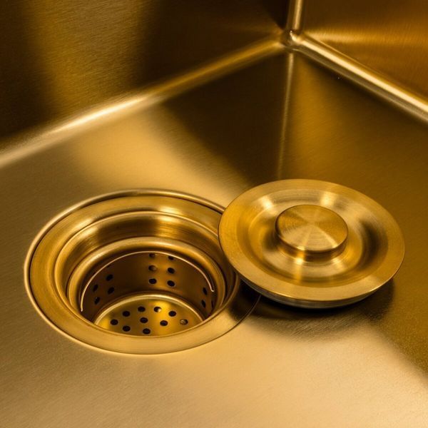 Кухонная мойка 50*50 PVD Gold Valeso Handmade (сифон круглый, 3,0/0,8) 45921 фото