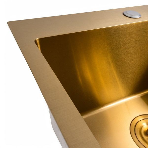 Кухонная мойка 50*50 PVD Gold Valeso Handmade (сифон круглый, 3,0/0,8) 45921 фото